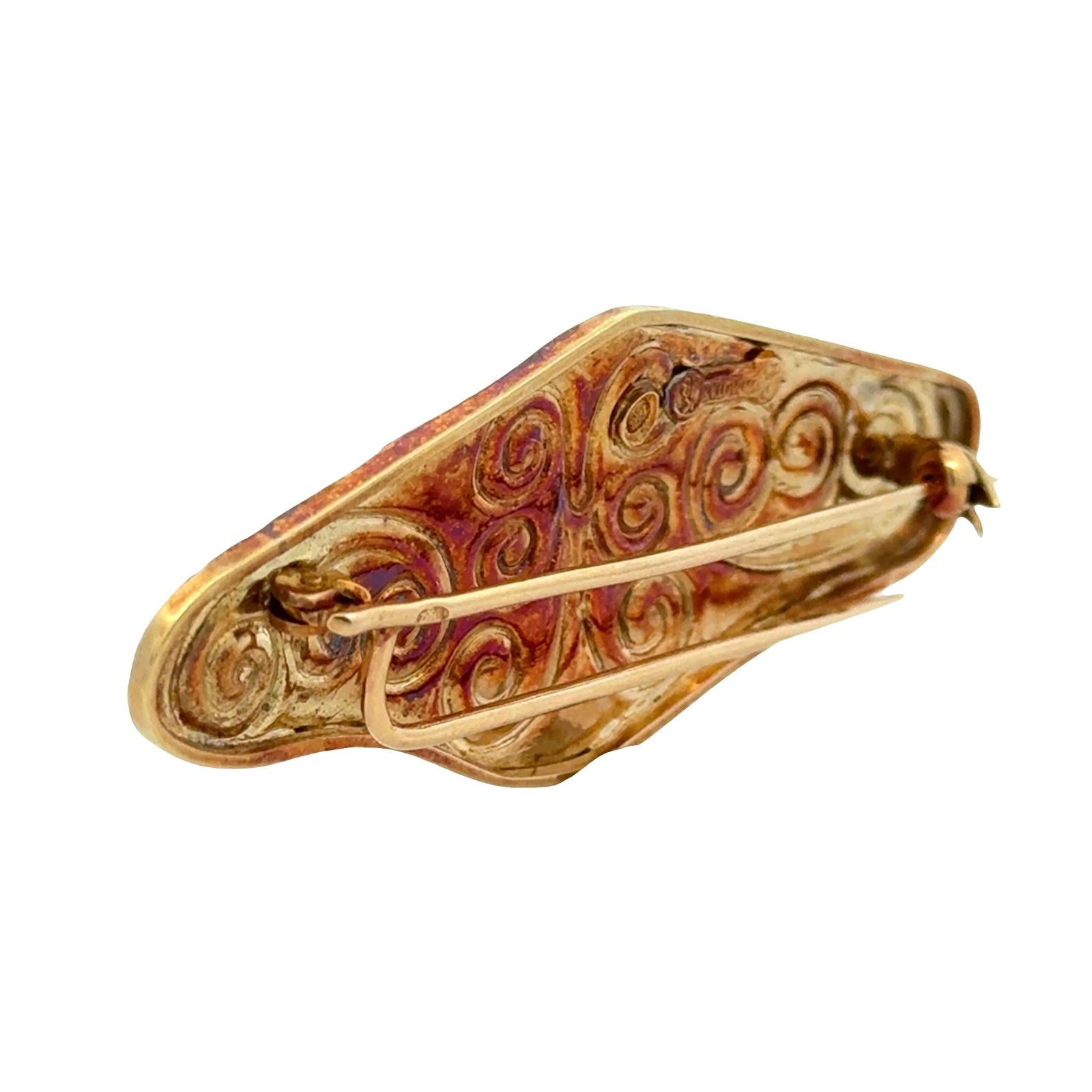 Zolotas 18 Karat Yellow Gold Vintage Scroll Design Brooch