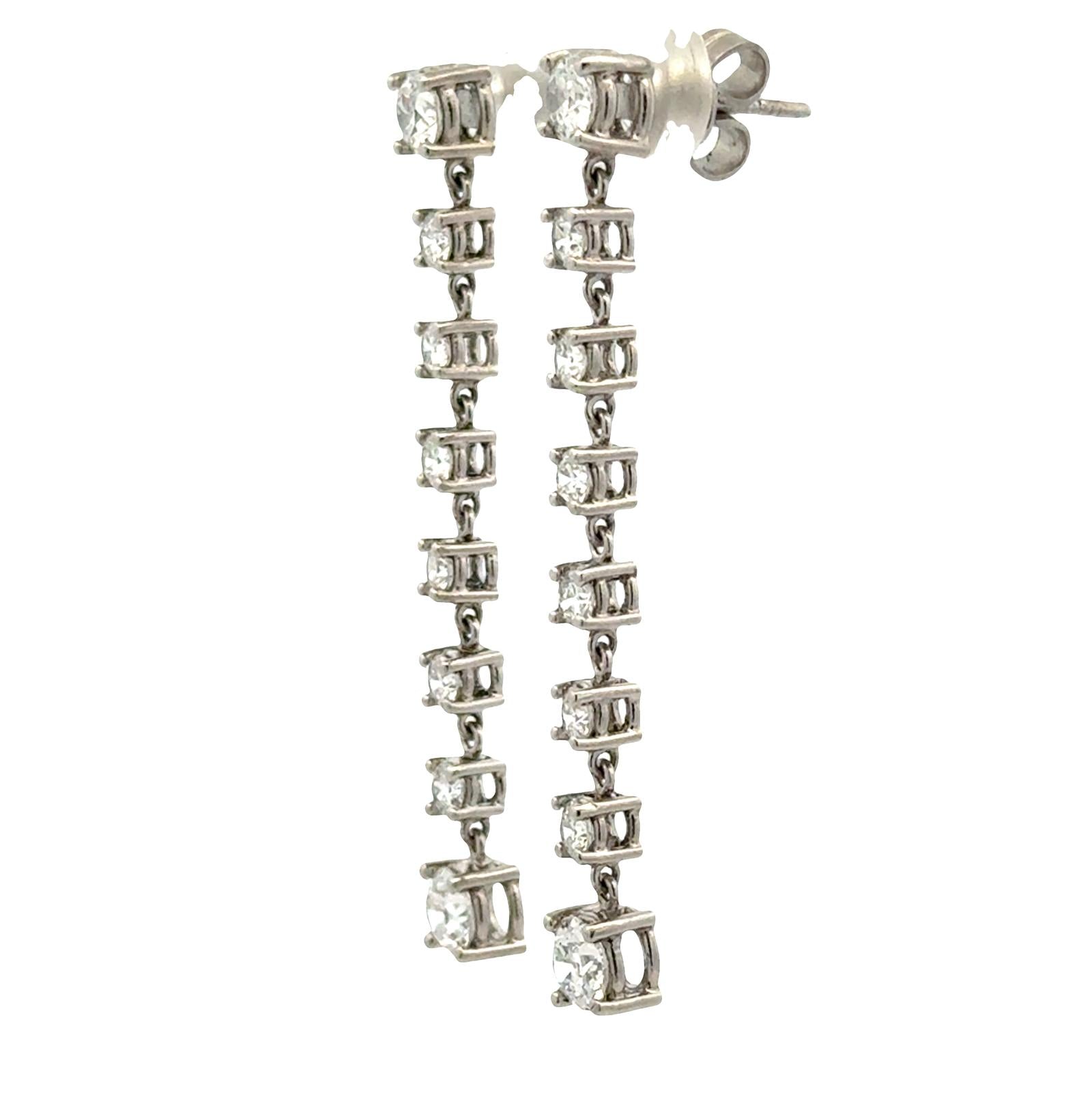 Platinum Old European Cut Diamond Drop Dangle Estate Vintage Earrings