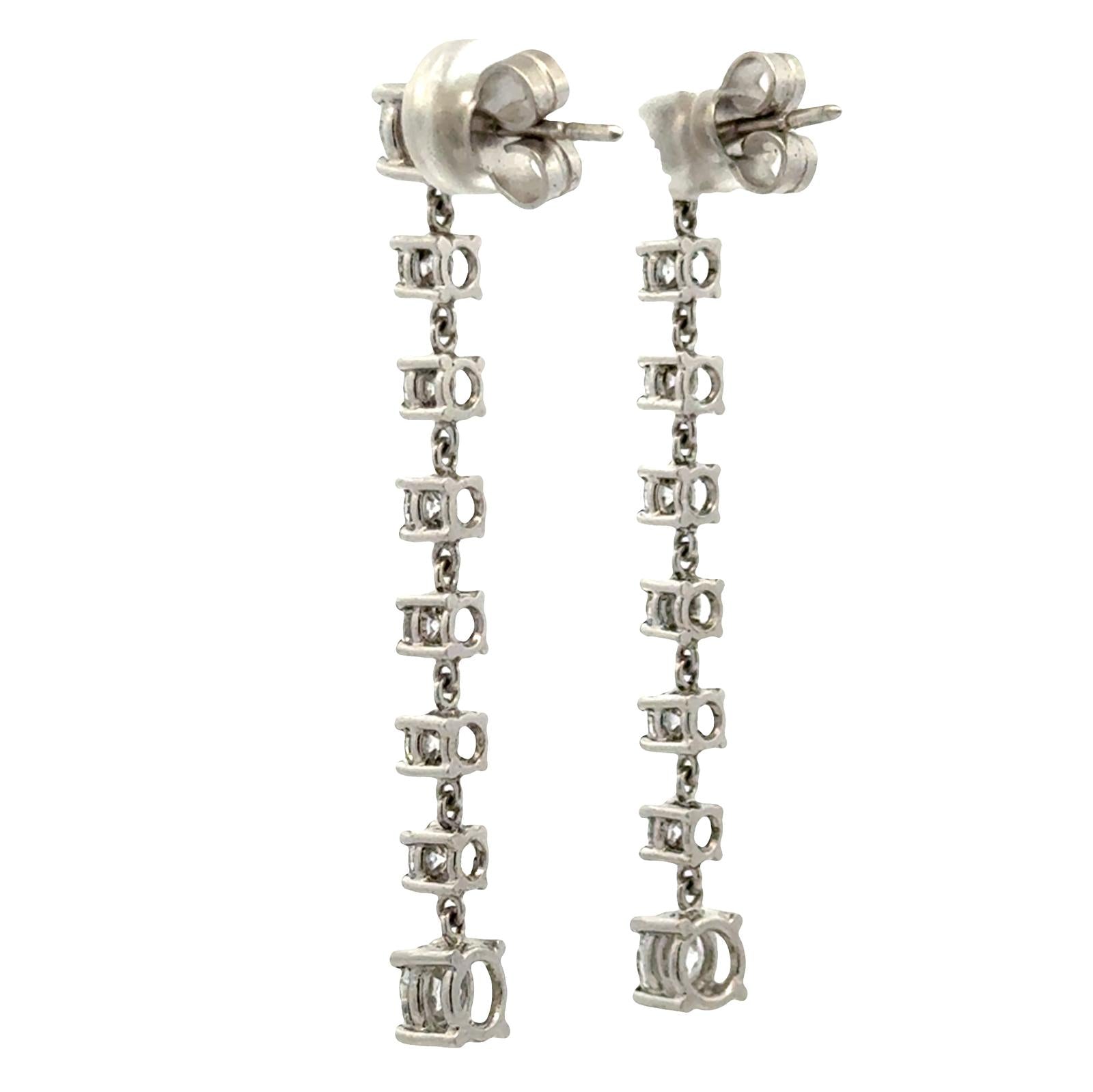 Platinum Old European Cut Diamond Drop Dangle Estate Vintage Earrings