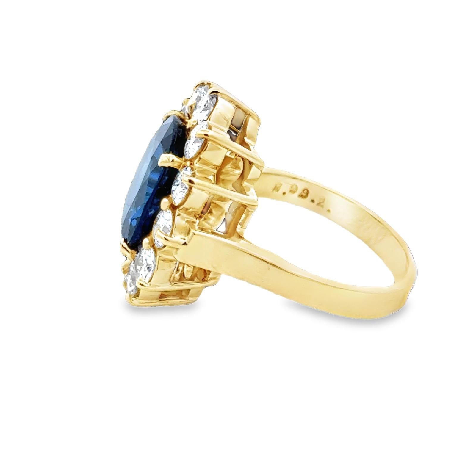 7.99 CT Blue Sapphire Diamond 'Princess Diana' Style 18KYG Cocktail Ring AGL