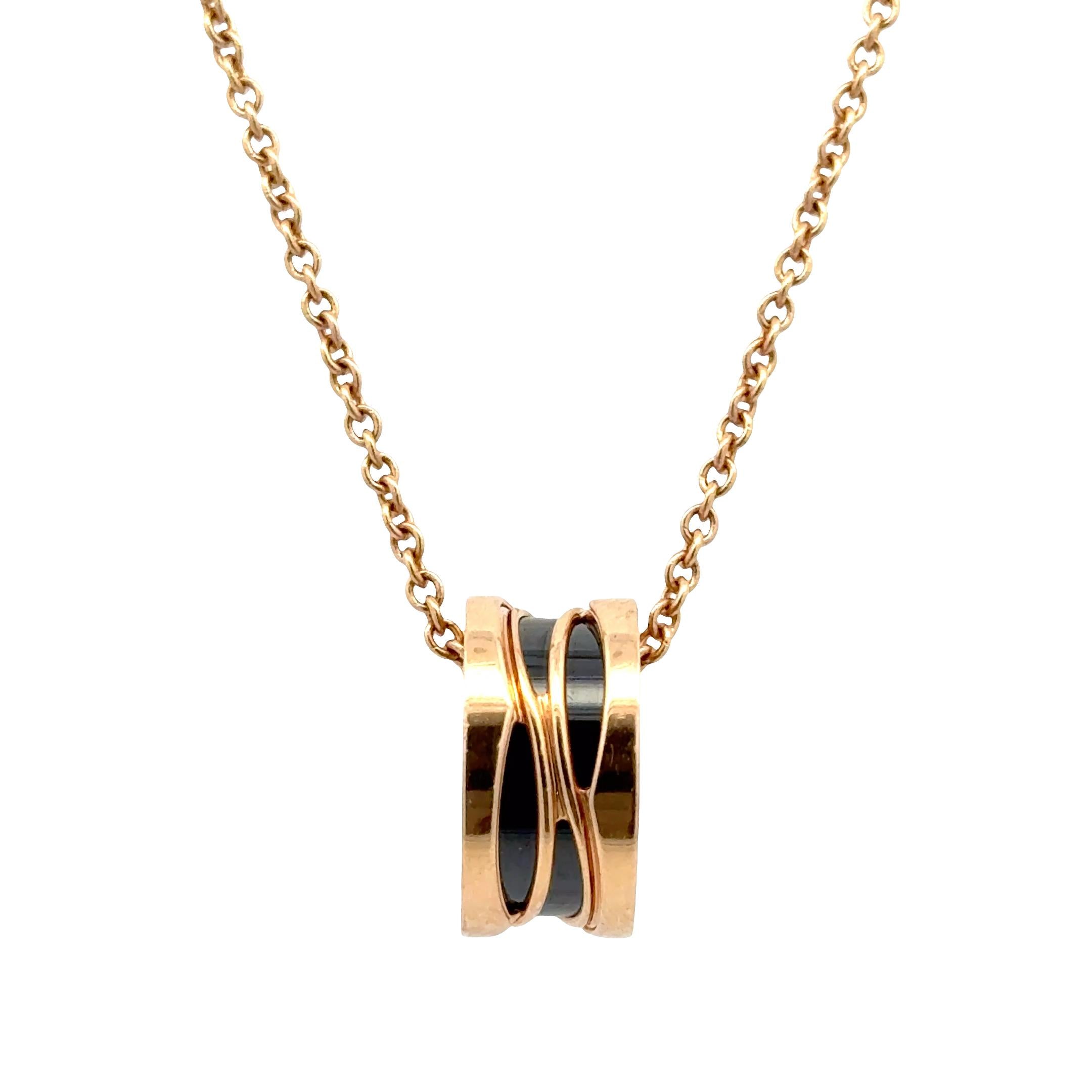 BVLGARI B.zero1 Design Legend 18K Rose Gold & Black Ceramic Necklace