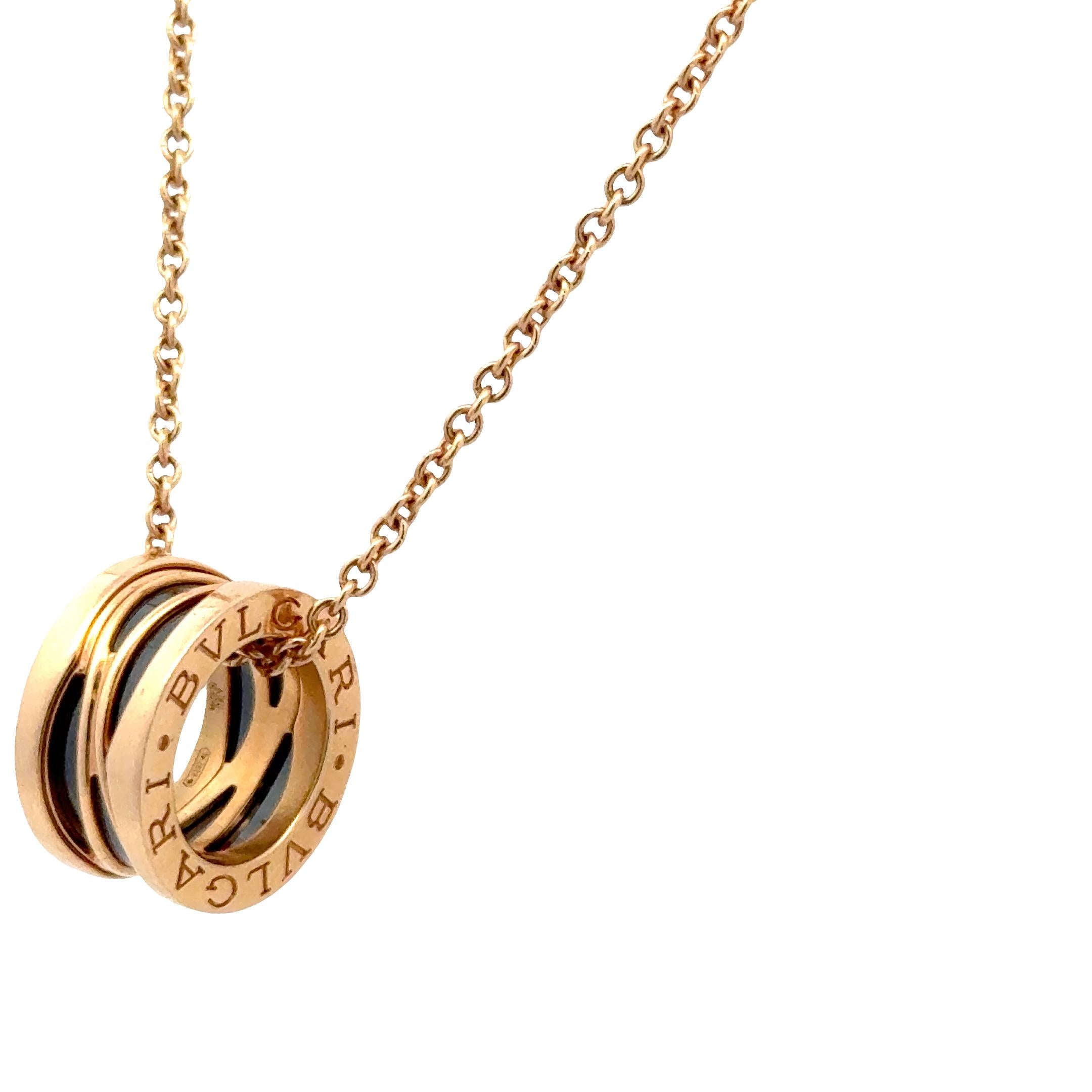 BVLGARI B.zero1 Design Legend 18K Rose Gold & Black Ceramic Necklace