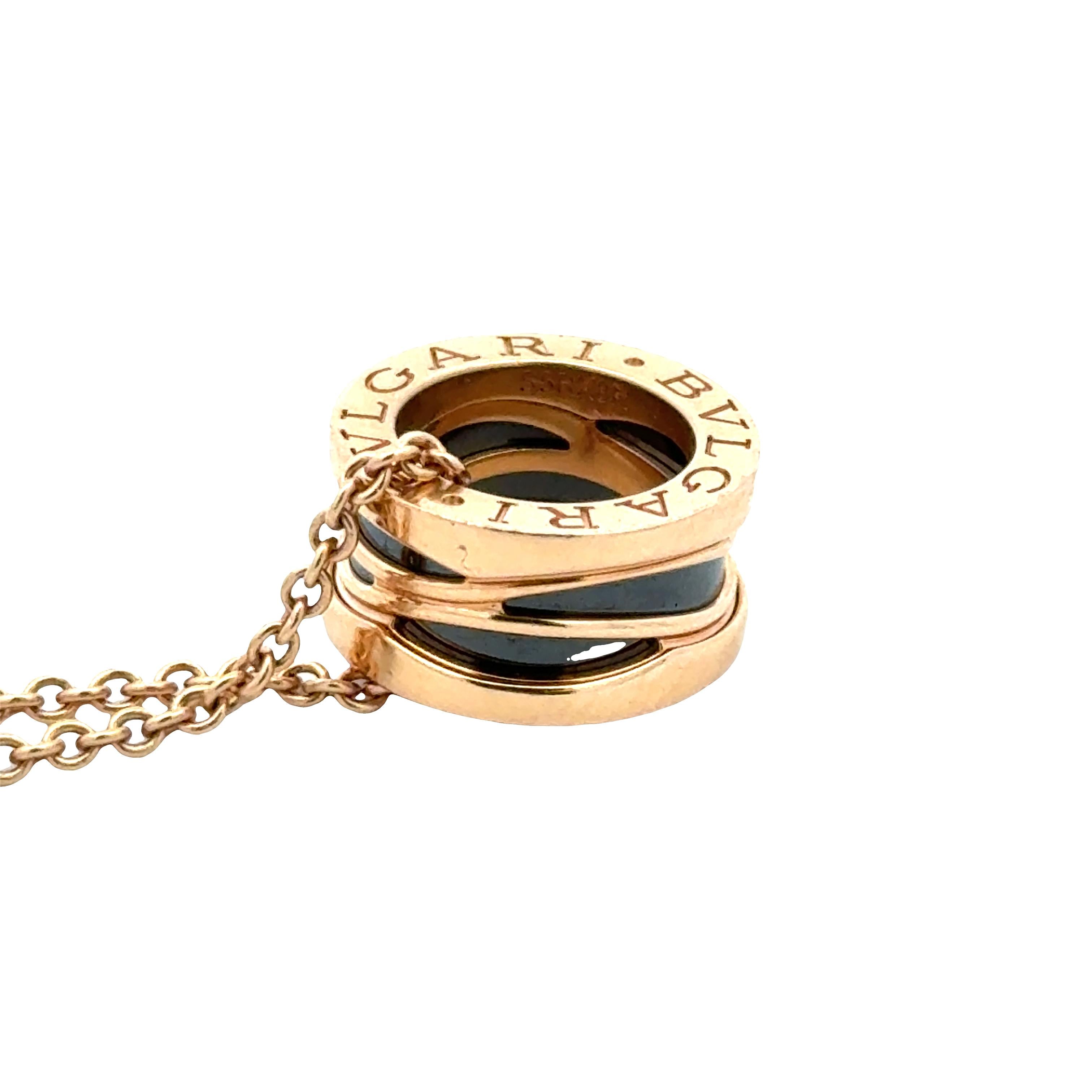 BVLGARI B.zero1 Design Legend 18K Rose Gold & Black Ceramic Necklace