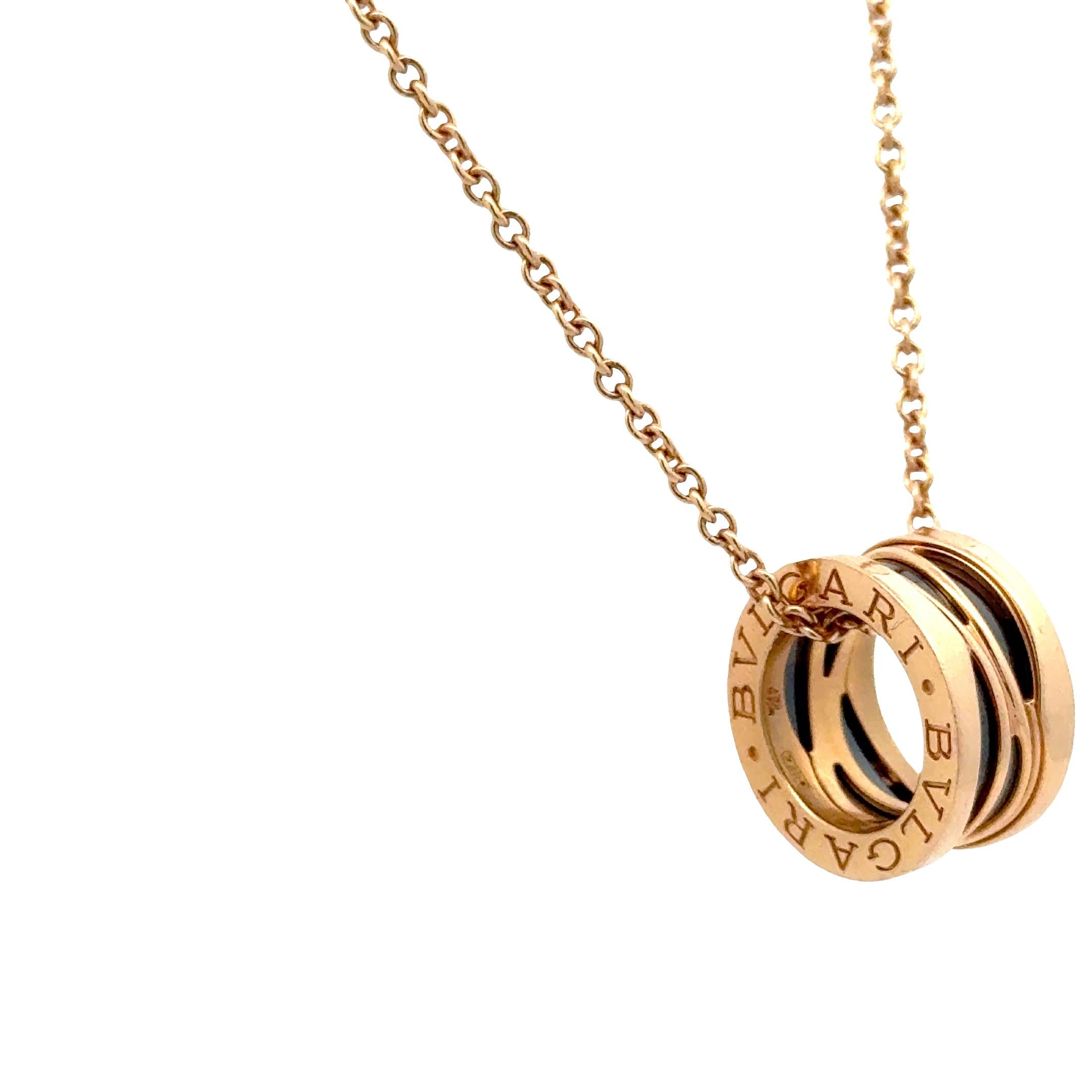 BVLGARI B.zero1 Design Legend 18K Rose Gold & Black Ceramic Necklace