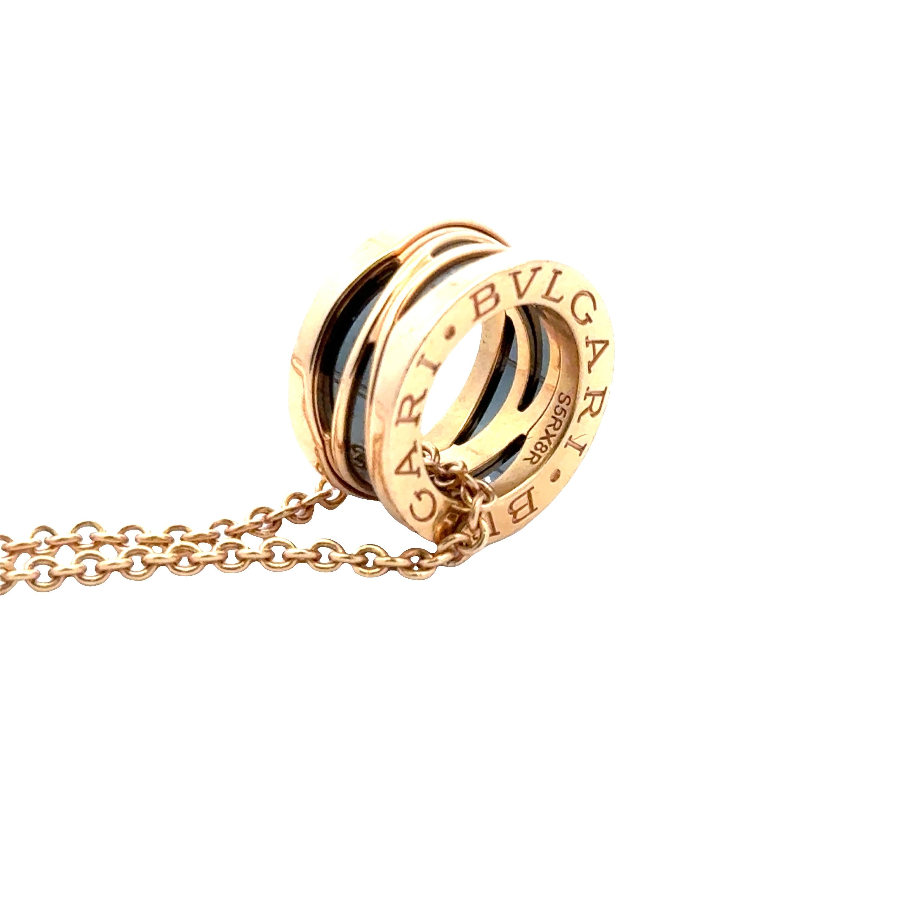 BVLGARI B.zero1 Design Legend 18K Rose Gold & Black Ceramic Necklace