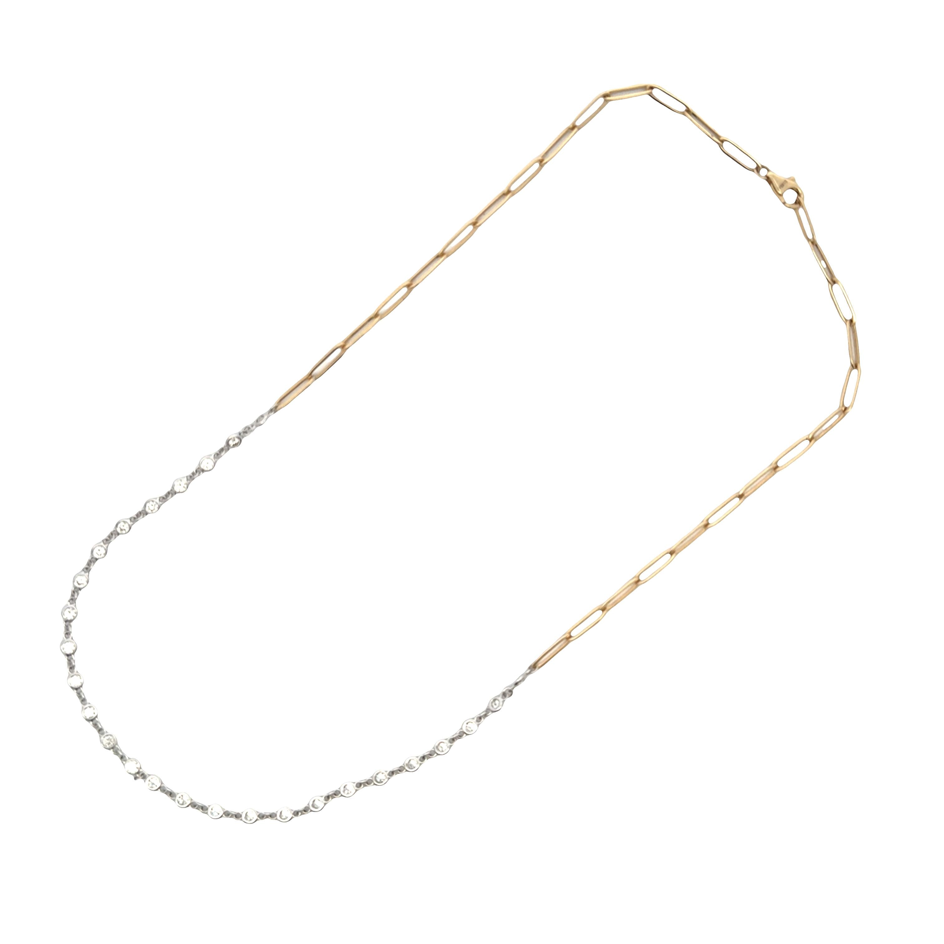 Diamond Necklace DIamond By Yard in Front Paperclip chain in back