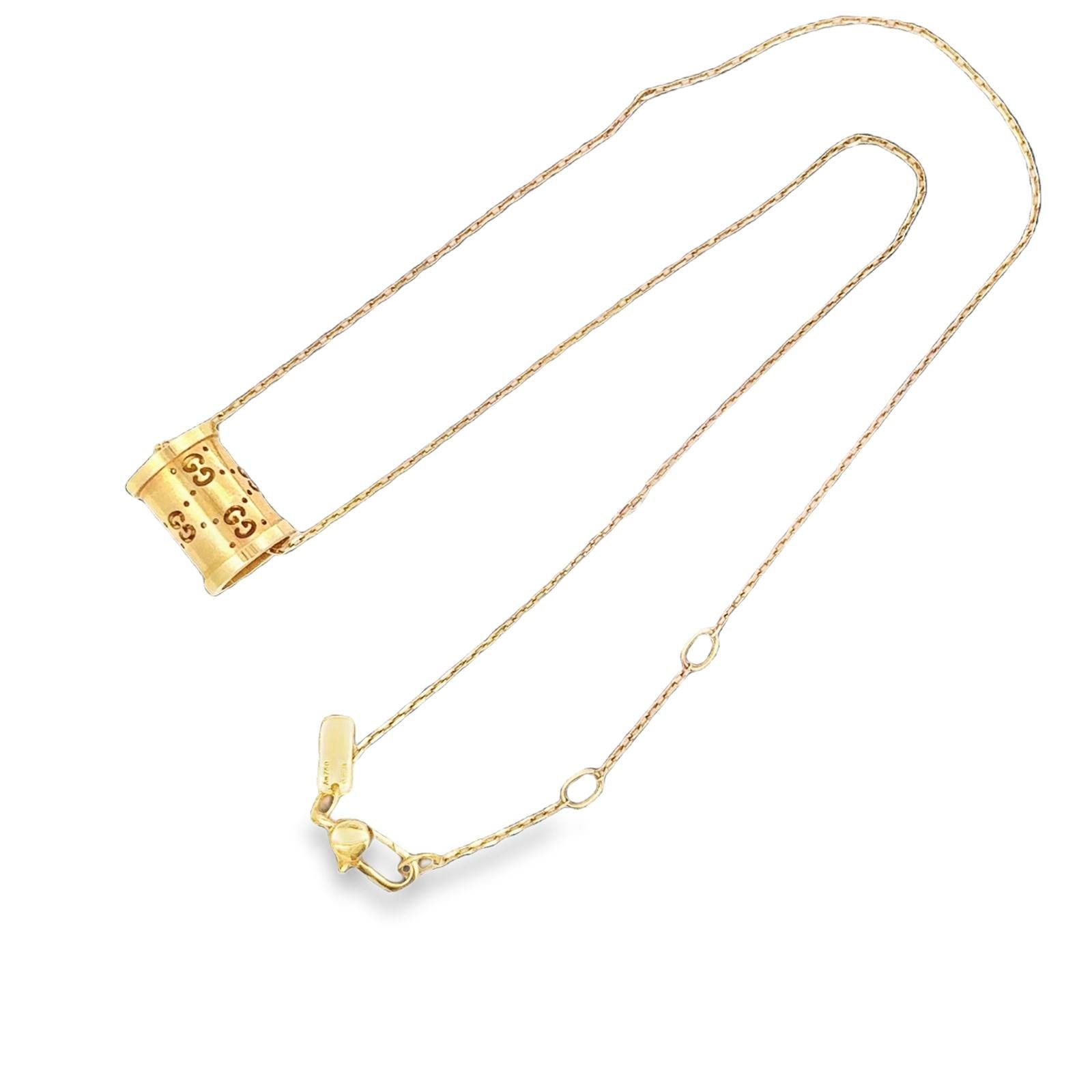 Gucci 18 Karat Yellow Gold Icon Twirl Logo Pendant Necklace Adjustable
