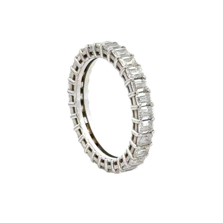 Emerald Cut Diamond Platinum Eternity Wedding Anniversary Band Ring Size 6
