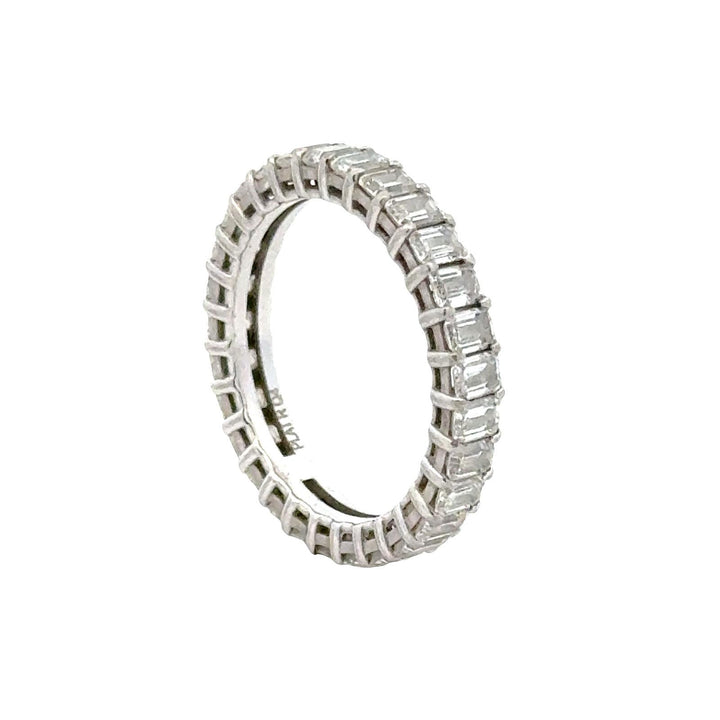 Emerald Cut Diamond Platinum Eternity Wedding Anniversary Band Ring Size 6