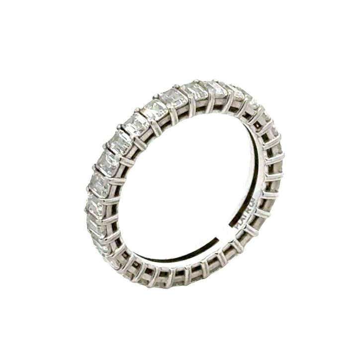 Emerald Cut Diamond Platinum Eternity Wedding Anniversary Band Ring Size 6
