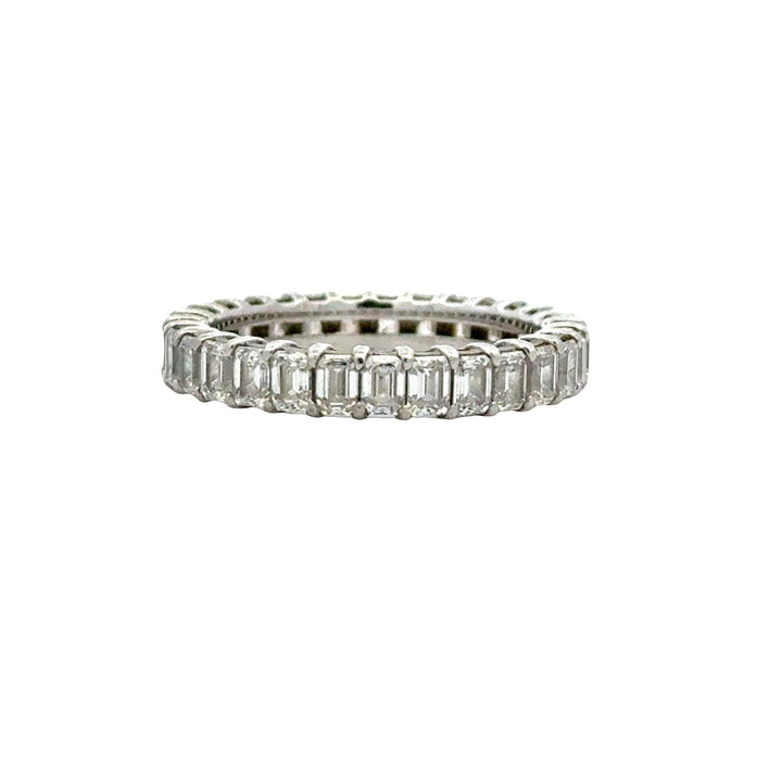 Emerald Cut Diamond Platinum Eternity Wedding Anniversary Band Ring Size 6