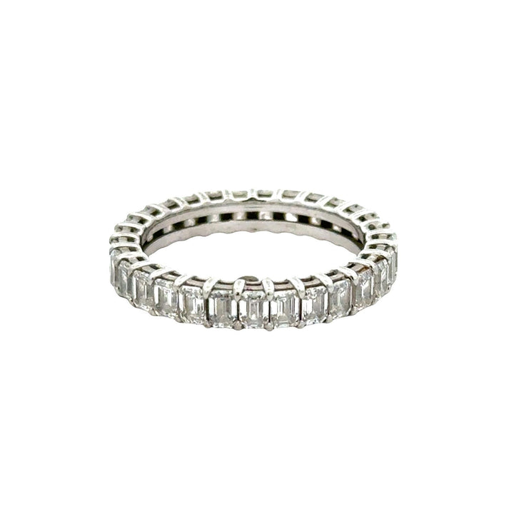 Emerald Cut Diamond Platinum Eternity Wedding Anniversary Band Ring Size 6