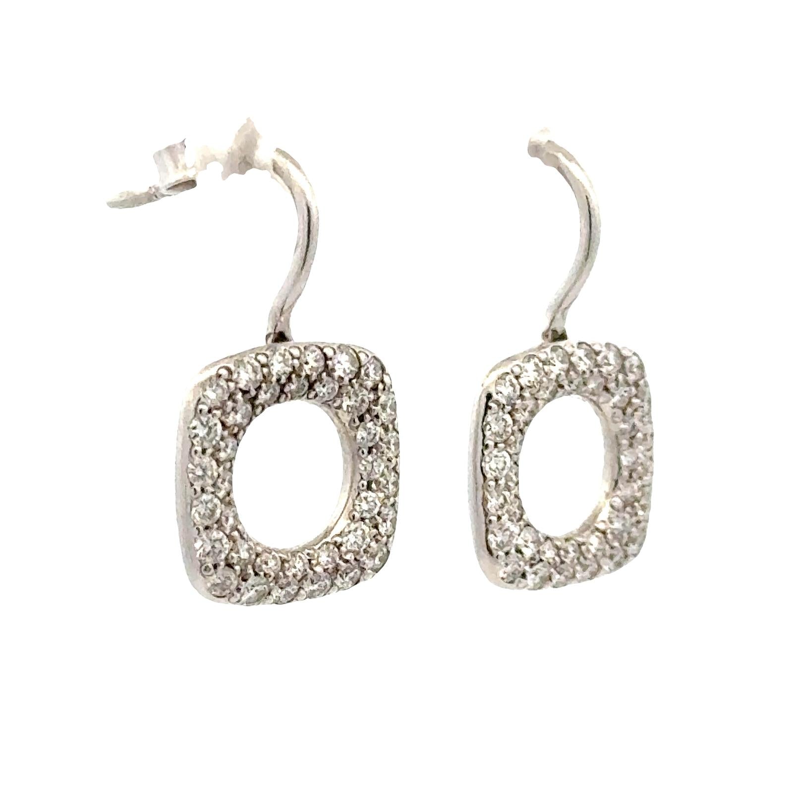 Tiffany & Co. Diamond Square Drop 18KWG Earrings Italy
