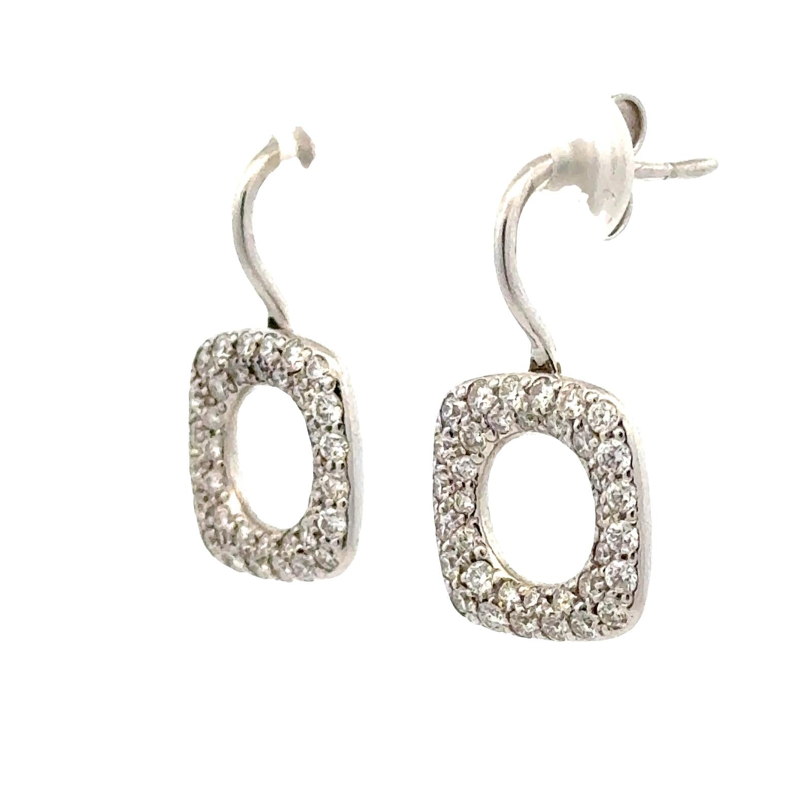 Tiffany & Co. Diamond Square Drop 18KWG Earrings Italy