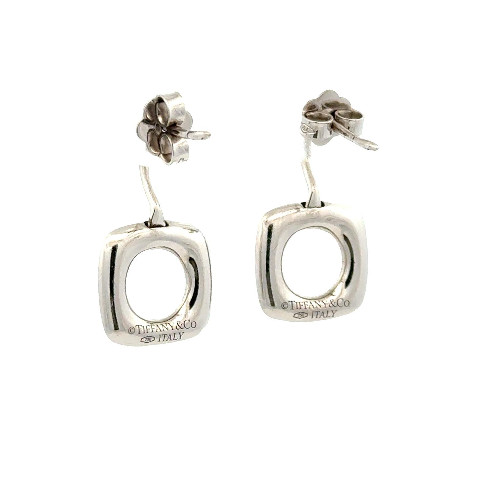 Tiffany & Co. Diamond Square Drop 18KWG Earrings Italy