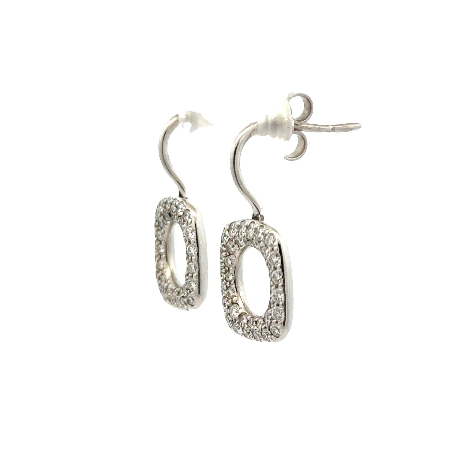 Tiffany & Co. Diamond Square Drop 18KWG Earrings Italy