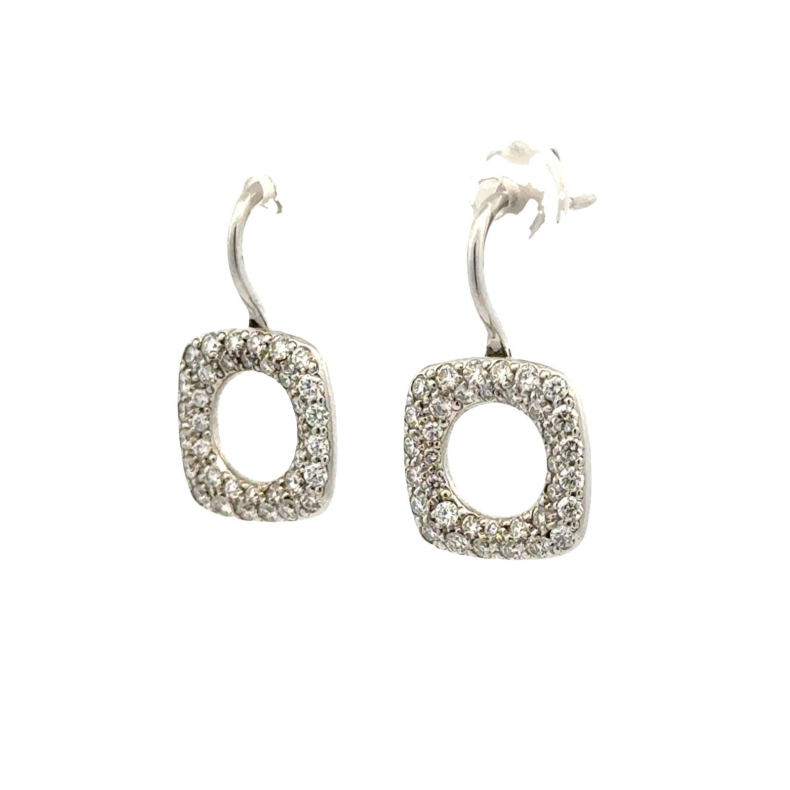 Tiffany & Co. Diamond Square Drop 18KWG Earrings Italy