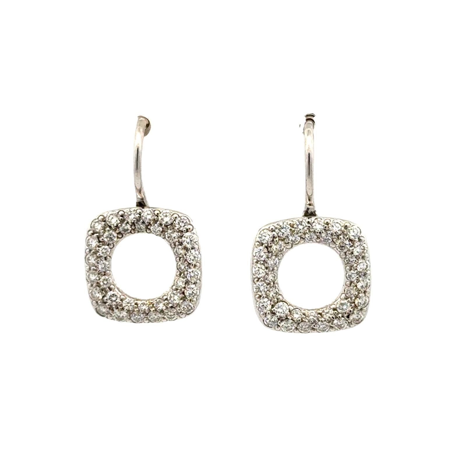 Tiffany & Co. Diamond Square Drop 18KWG Earrings Italy