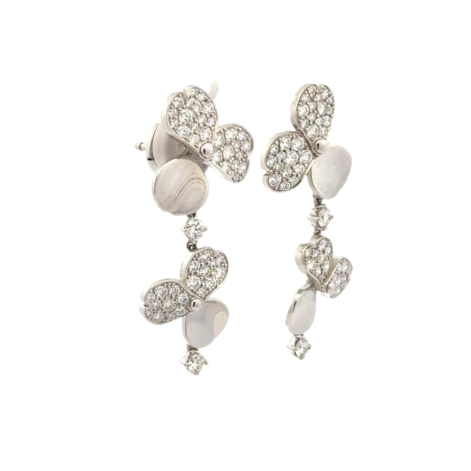 Tiffany & Co. Paper Flowers Diamond Platinum Drop Earrings La Pousette Backs