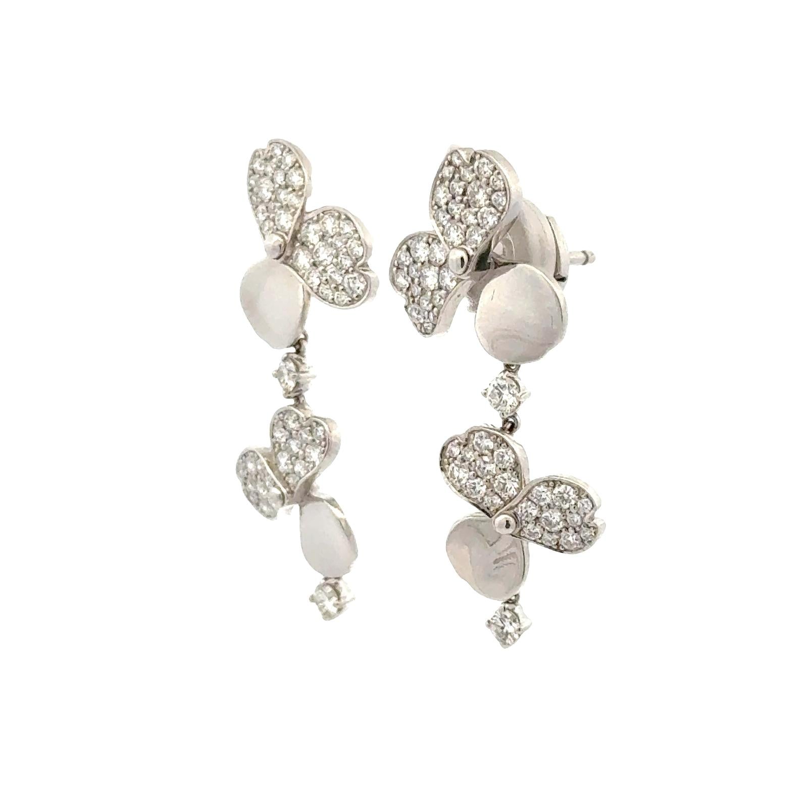 Tiffany & Co. Paper Flowers Diamond Platinum Drop Earrings La Pousette Backs