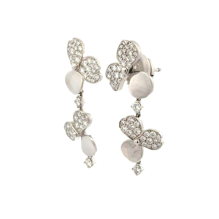 Tiffany & Co. Paper Flowers Diamond Platinum Drop Earrings La Pousette Backs
