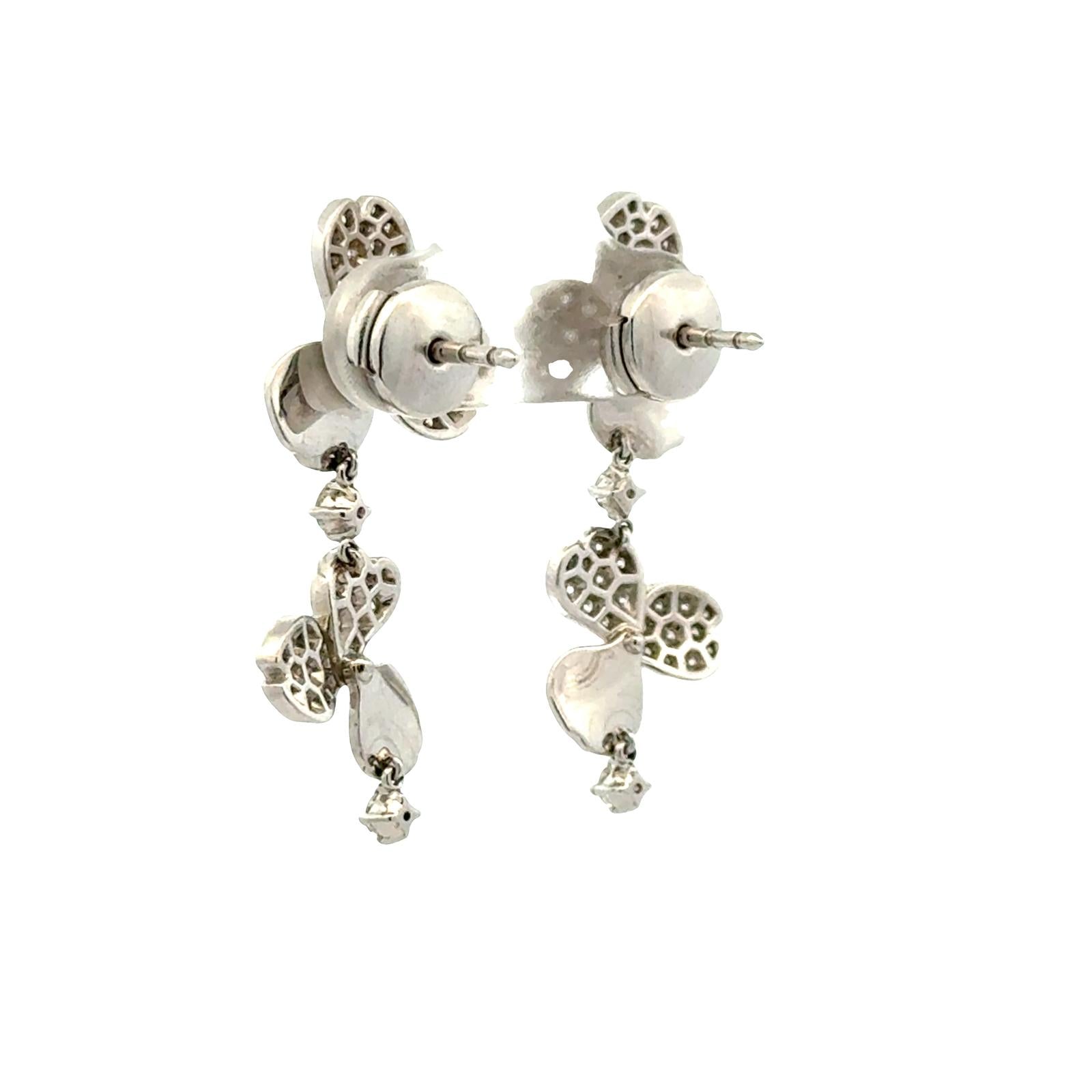Tiffany & Co. Paper Flowers Diamond Platinum Drop Earrings La Pousette Backs