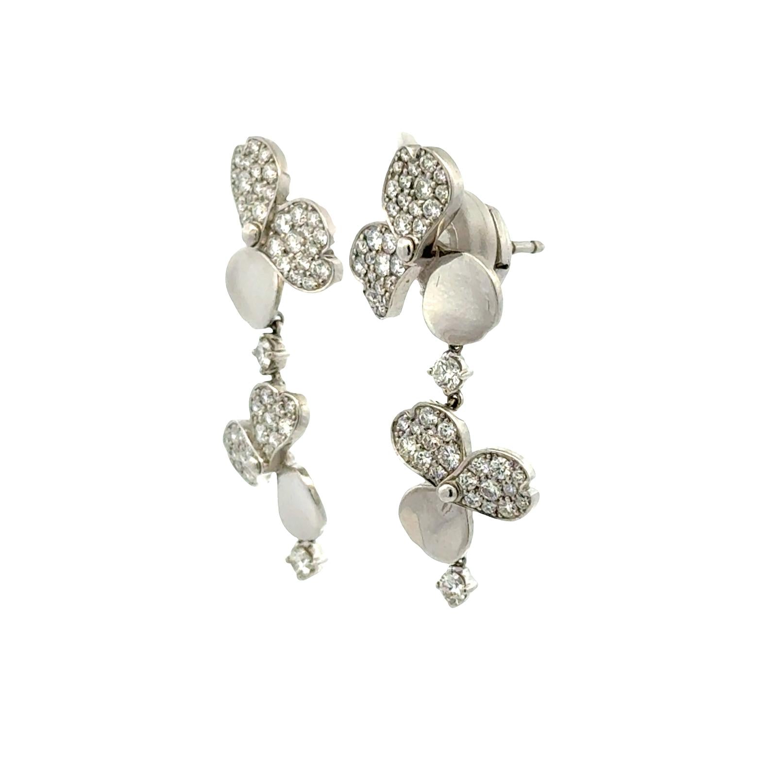 Tiffany & Co. Paper Flowers Diamond Platinum Drop Earrings La Pousette Backs