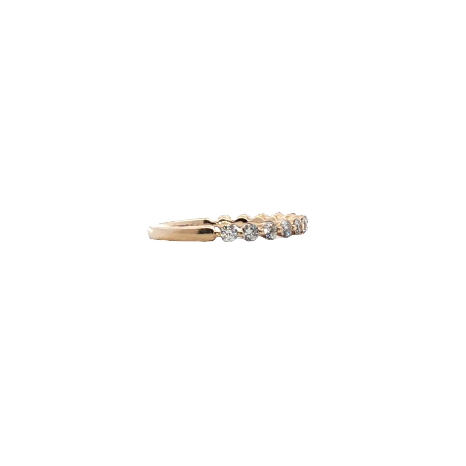 Diamond Shared Prong 14 Karat Yellow Gold Modern Band Ring