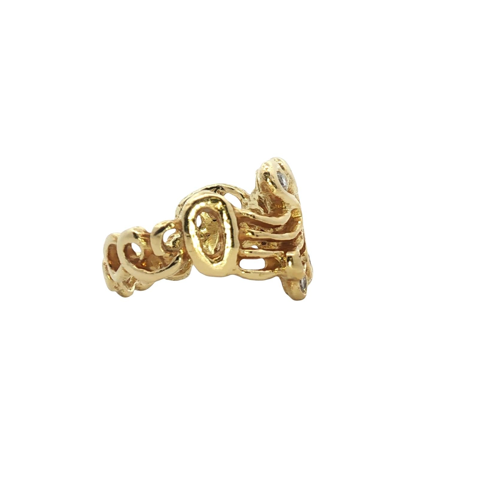 Freeform Diamond 18 Karat Yellow Gold Contemporary Ring