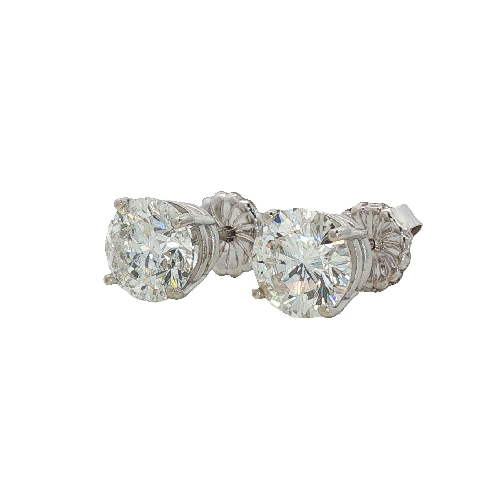 3.90 CTTW Round Brilliant Cut Diamond Stud Earrings