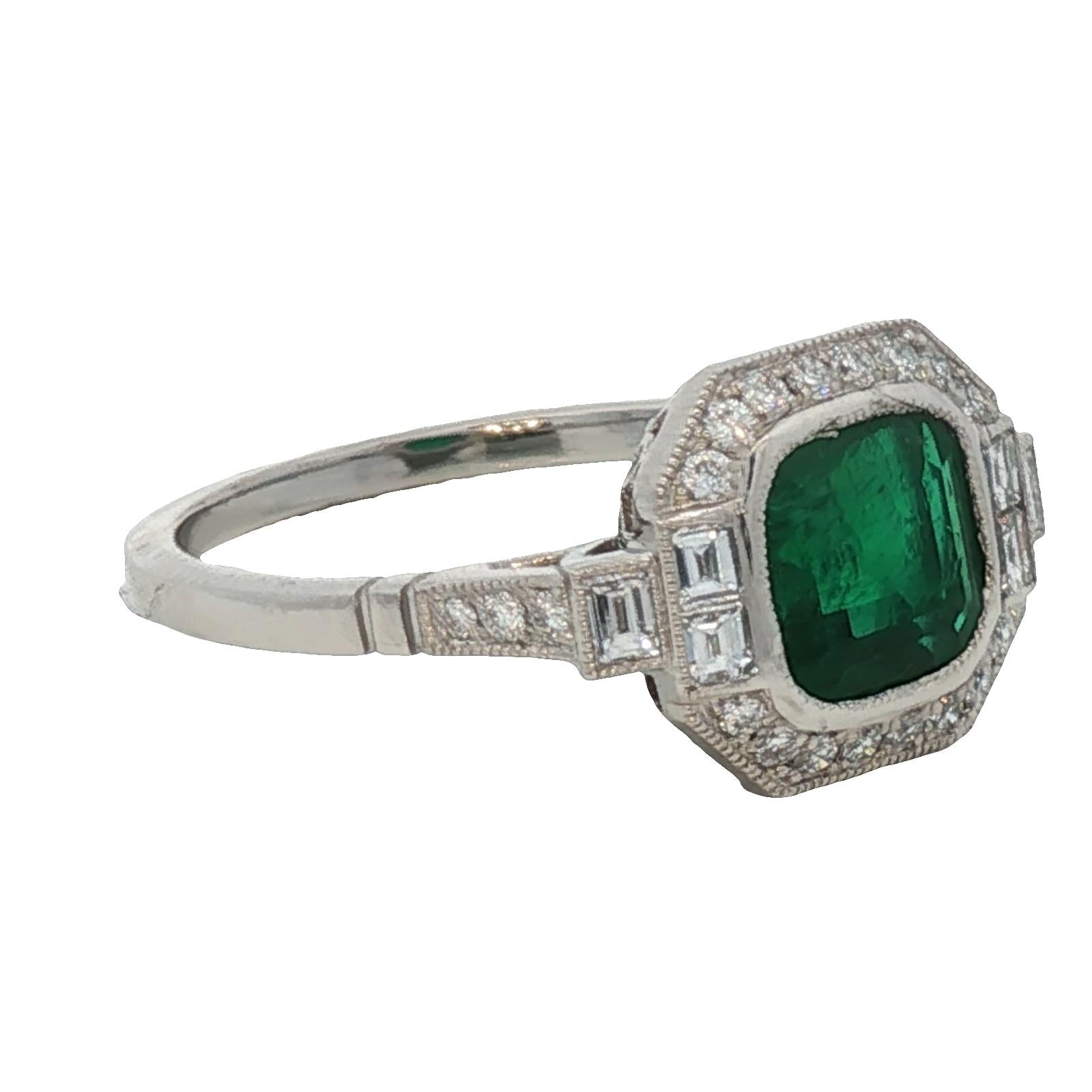 Emerald Diamond Platinum Cocktail Ring New