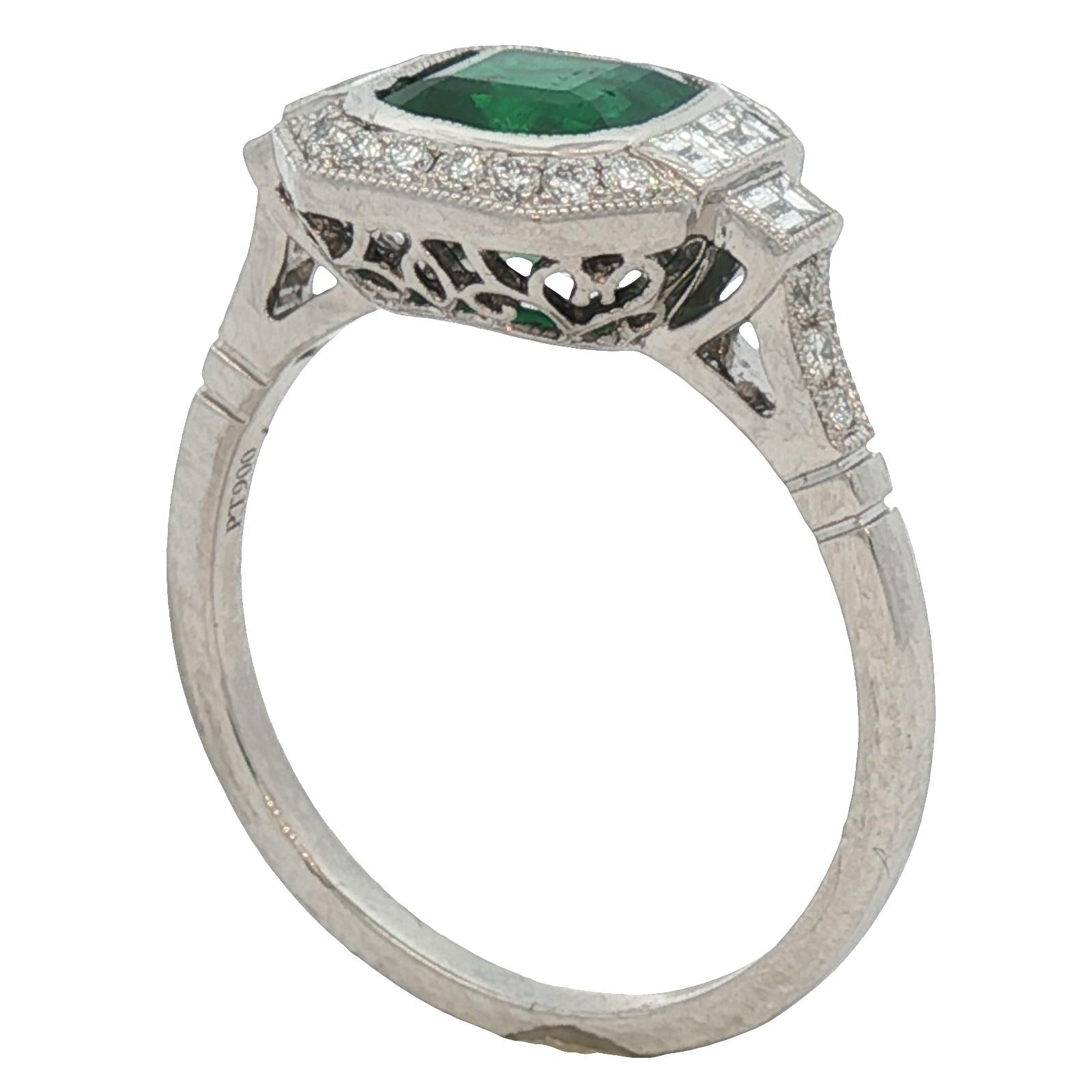 Emerald Diamond Platinum Cocktail Ring New