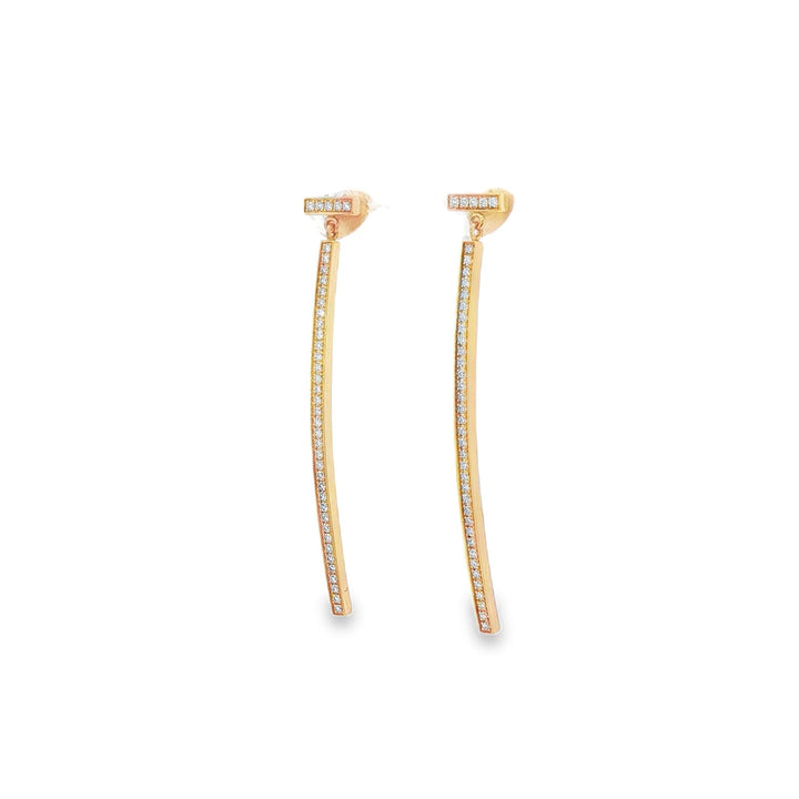 Tiffany & Co. T Bar Diamond 18 Karat Yellow Gold Drop Earrings