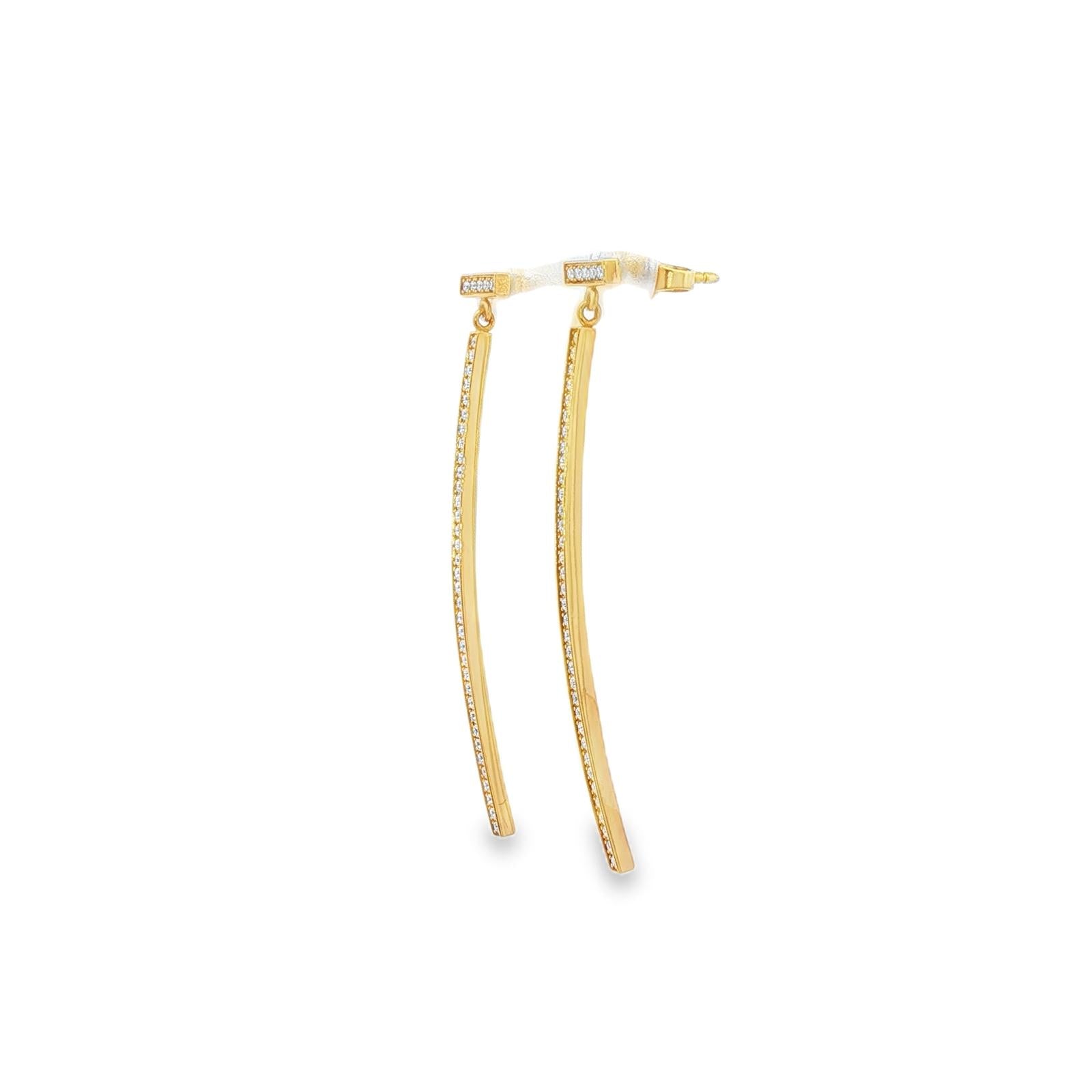 Tiffany & Co. T Bar Diamond 18 Karat Yellow Gold Drop Earrings