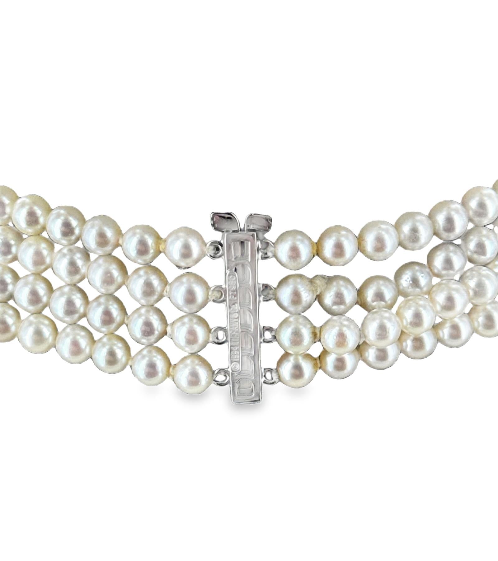 1994 Tiffany &Co. Platinum Akoya Cultured Pearl Floral Diamond Choker Necklace