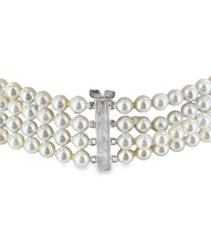 1994 Tiffany &Co. Platinum Akoya Cultured Pearl Floral Diamond Choker Necklace