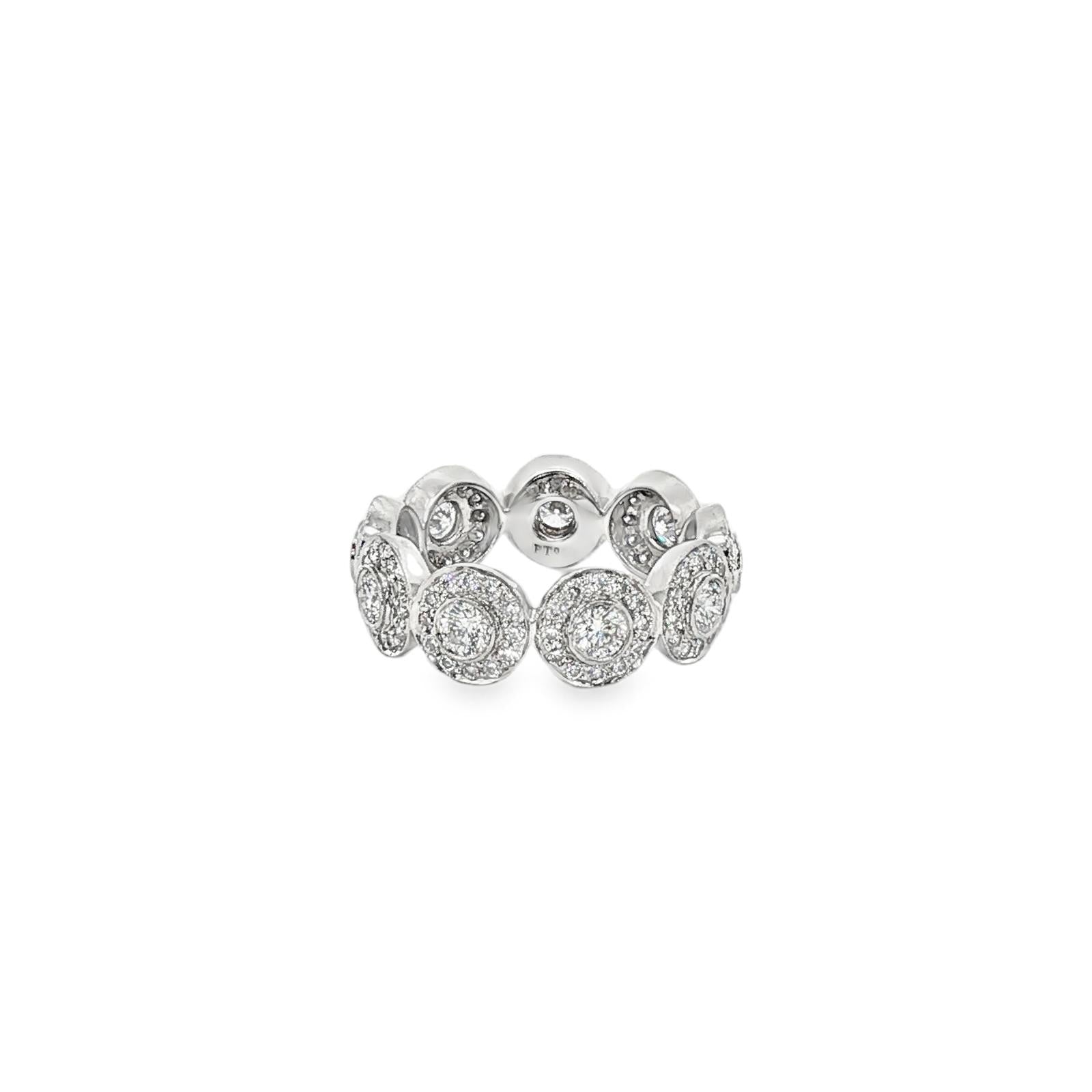 Tiffany & Co. Diamond Halo Platinum Eternity Band Ring Size 4