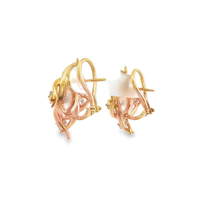 Tiffany & Co. Diamond Pearl 18 Karat Yellow Gold Lever-Back Earrings