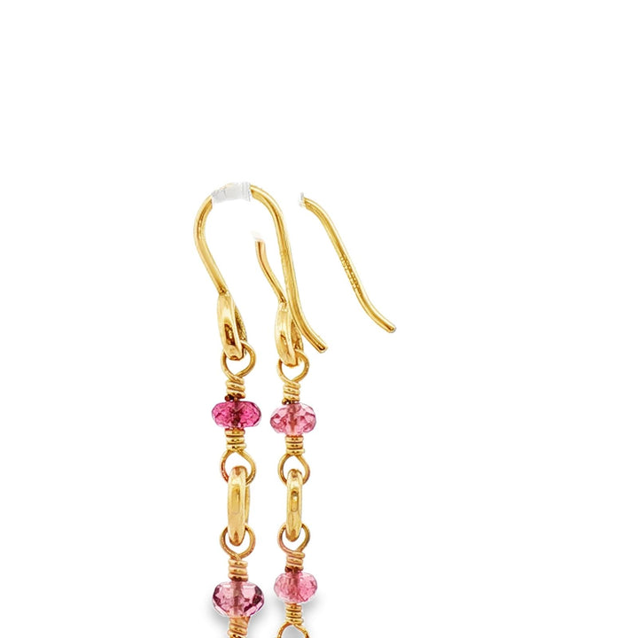 Temple St. Clair Pink Gemstone Briollete 18K Yellow Gold Dangle Drop Earrings