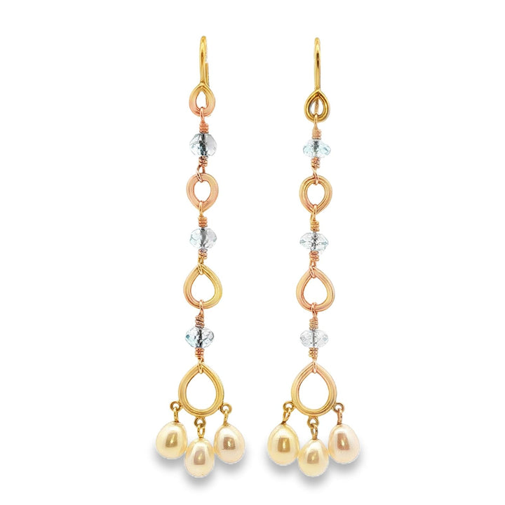 Temple St. Clair Cultured Pearl Blue Briolette Gemstone Dangle Drop Earrings