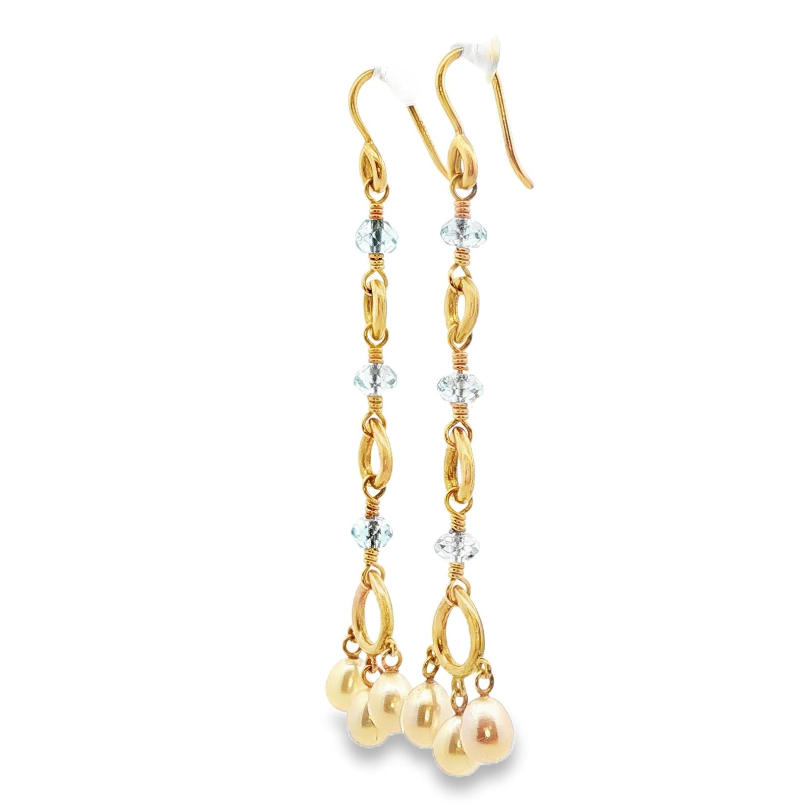 Temple St. Clair Cultured Pearl Blue Briolette Gemstone Dangle Drop Earrings