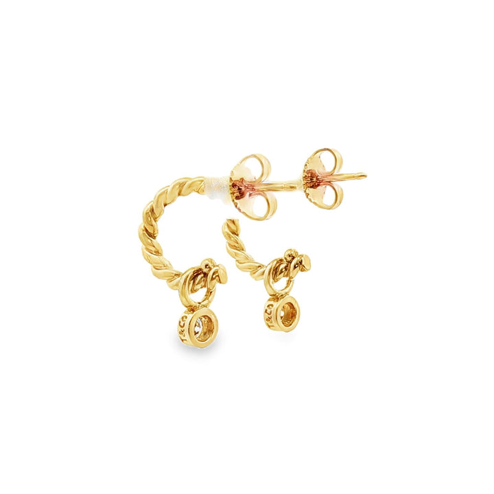Tiffany & Co. 18 Karat Yellow Gold Cable Hoop Diamond Drop Modern Earrings