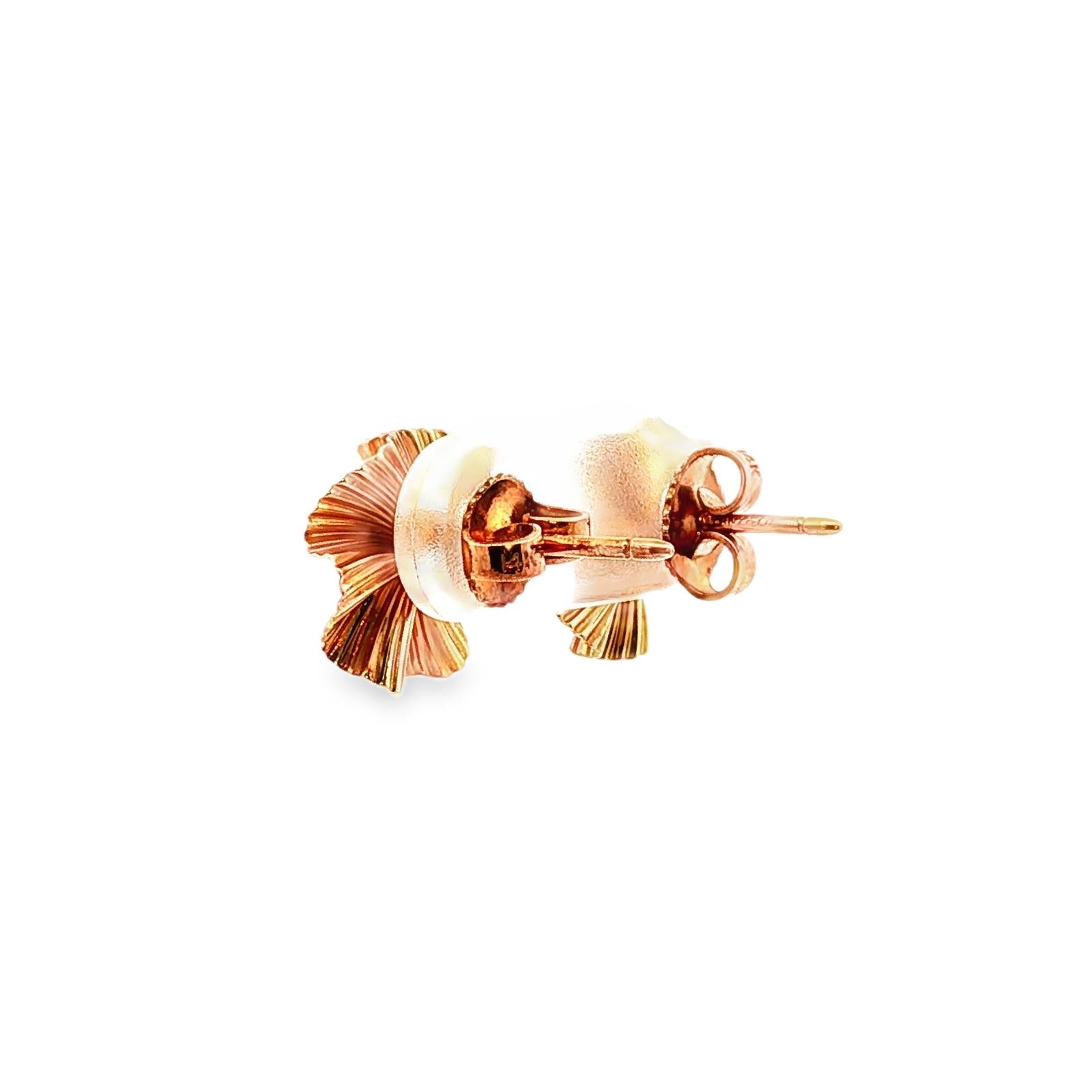 1950's Tiffany & Co. Ruby 14 Karat Yellow Gold Fan Style Retro Stud Earrings