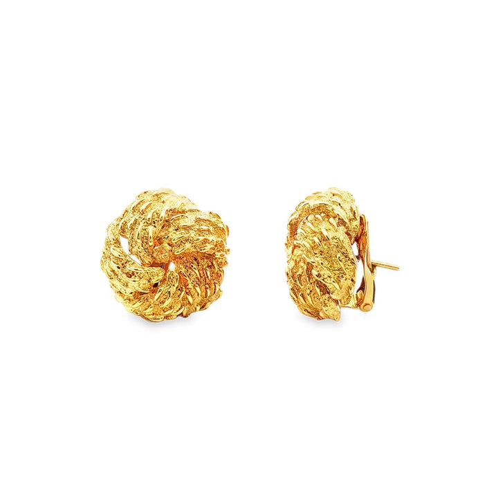 David Webb 18 Karat Yellow Gold Knot Textured Leverback Earrings