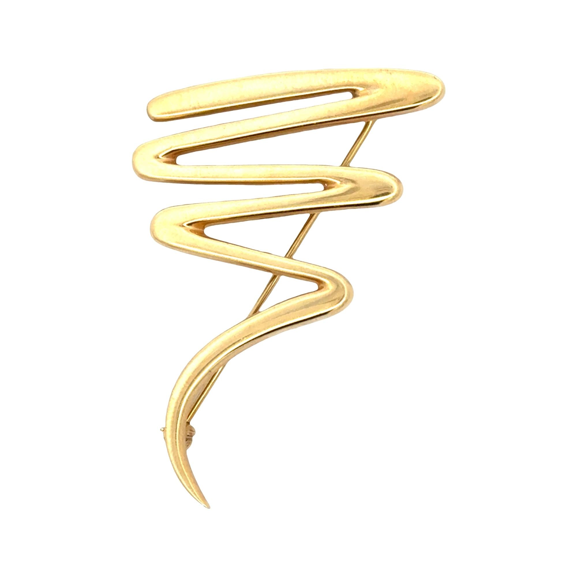 Tiffany & Company Paloma Picasso Zig Zag 18KYG Vintage Brooch Pin