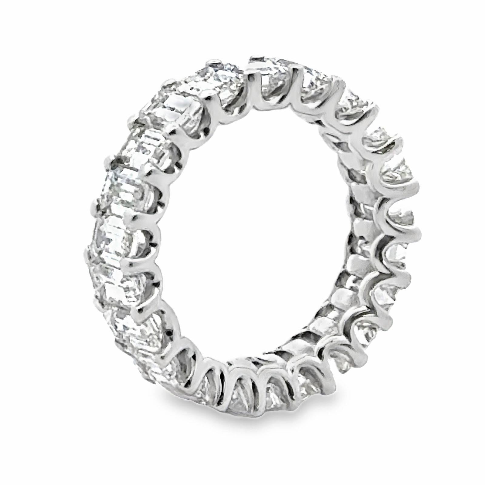 6.52 CTW Emerald Cut Diamond 18K White Gold Eternity Wedding Band Ring Size 6