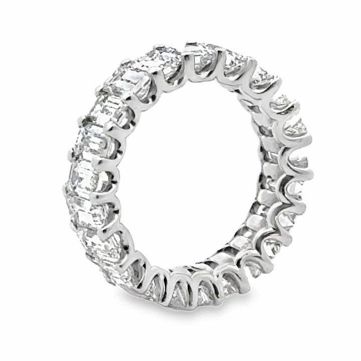 6.52 CTW Emerald Cut Diamond 18K White Gold Eternity Wedding Band Ring Size 6