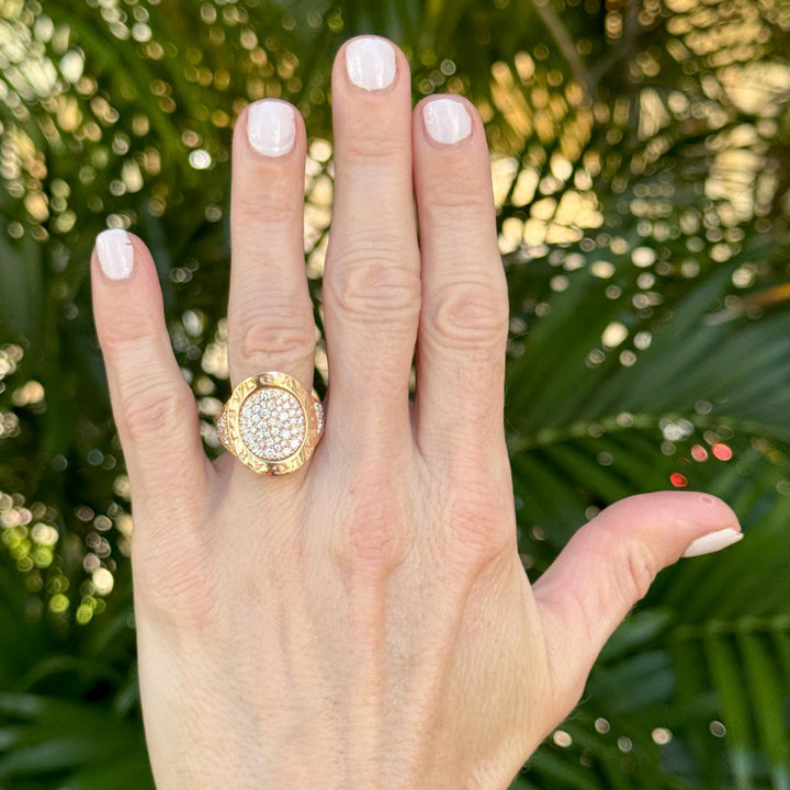 BVLGARI BVLGARI Pavé Diamond 18 Karat Rose Gold Statement Ring