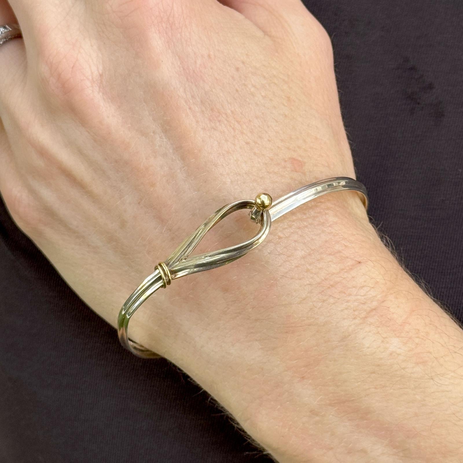 Tiffany & Co 18KYG SS Hook & Eye Vintage Bangle Bracelet