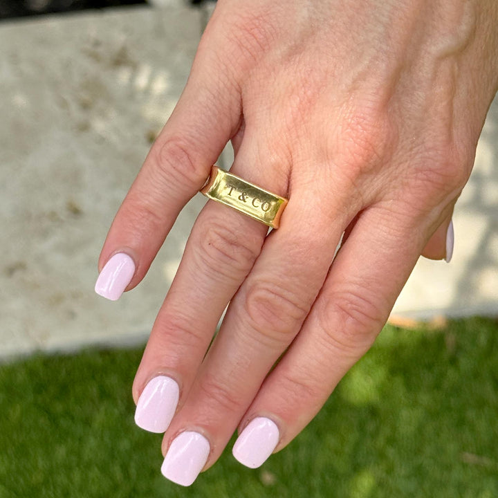 Tiffany & Co. 1837 18 Karat Yellow Gold Square Band Ring 6.5